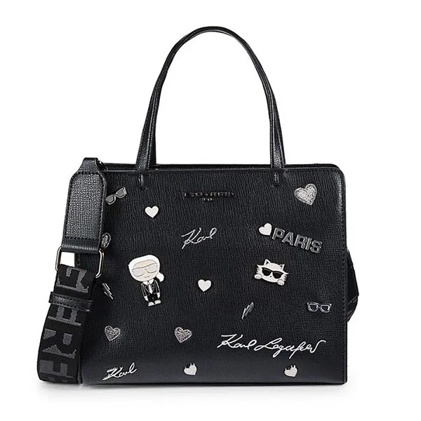 Túi Tote Nữ Karl Lagerfeld Paris Maybelle Round Head Duo Satchel Shimmer Màu Đen - Túi xách - Vua Hàng Hiệu