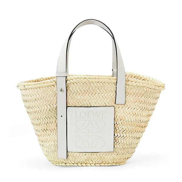 Túi Tote Nữ Loewe Basket Bag In Palm Leaf And Calfskin Medium A223S92X04 Màu Be Trắng - Túi xách - Vua Hàng Hiệu