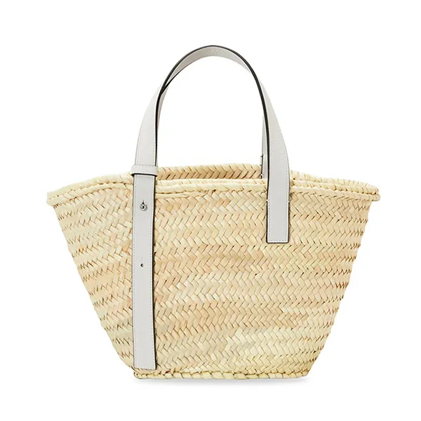 Túi Tote Nữ Loewe Basket Bag In Palm Leaf And Calfskin Medium A223S92X04 Màu Be Trắng - Túi xách - Vua Hàng Hiệu
