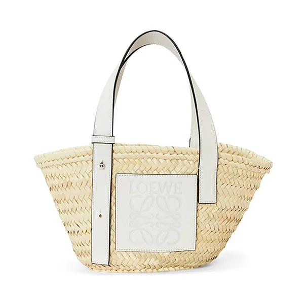 Túi Tote Nữ Loewe Basket Bag In Palm Leaf And Calfskin Small A223S93X04 Màu Be Trắng - Túi xách - Vua Hàng Hiệu