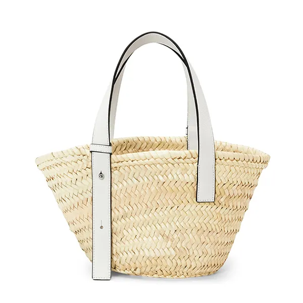 Túi Tote Nữ Loewe Basket Bag In Palm Leaf And Calfskin Small A223S93X04 Màu Be Trắng - Túi xách - Vua Hàng Hiệu