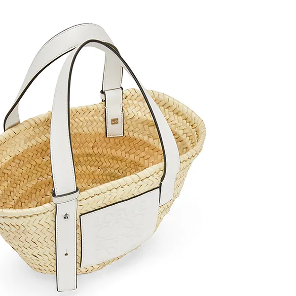 Túi Tote Nữ Loewe Basket Bag In Palm Leaf And Calfskin Small A223S93X04 Màu Be Trắng - Túi xách - Vua Hàng Hiệu