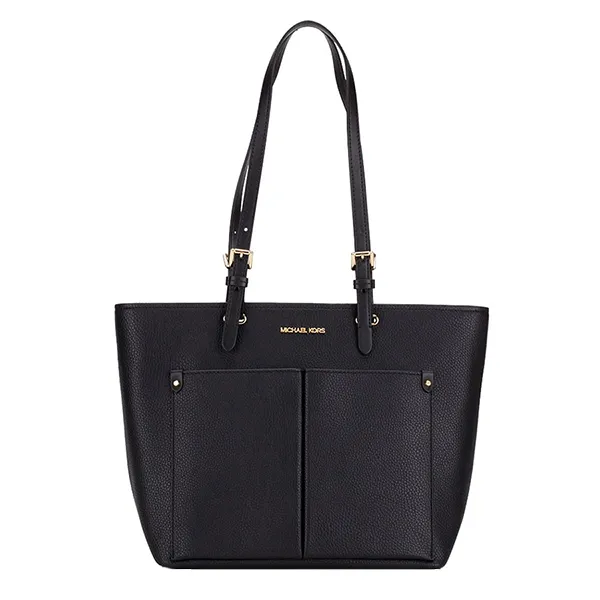 Túi Tote Nữ Michael Kors MK Jet Set Medium Pocket Tote Bag 35F3GTVT8B Màu Đen - Túi xách - Vua Hàng Hiệu
