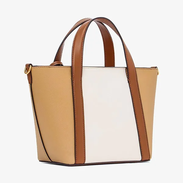 Túi Tote Nữ Michael Kors MK Pratt Small Color-Block 35S4G3FM1I-3117 Màu Nâu Trắng - Túi xách - Vua Hàng Hiệu