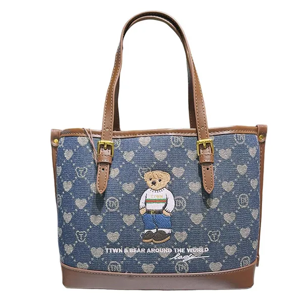 Túi Tote Nữ TTWN BEAR TN3337 Màu Xanh Phối Nâu