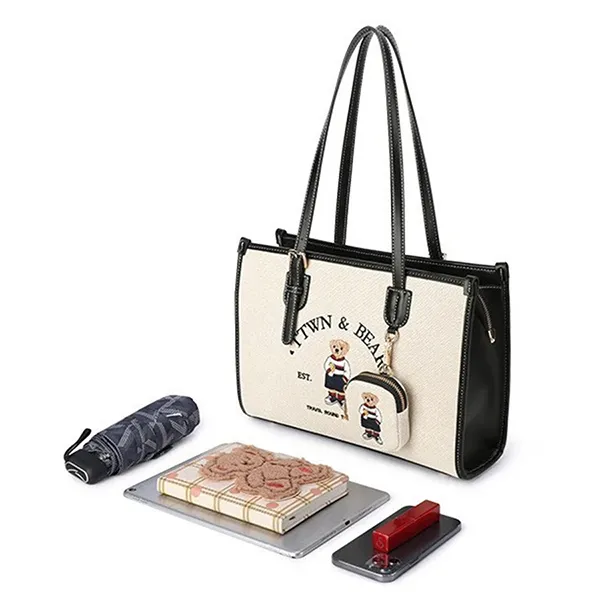 Túi Tote Nữ TTWN BEAR TN3427 Màu Be/Đen
