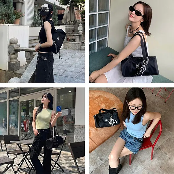 Túi Trống Nữ MLB Basic Nylon Sportive Shoulder Bag New York Yankees 3ABQL024N-50BKS Màu Đen