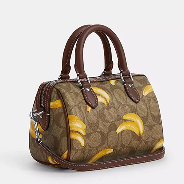 Túi Trống Nữ Coach Mini Rowan Crossbody In Signature Canvas With Banana Print CR246 Màu Khaki Nâu