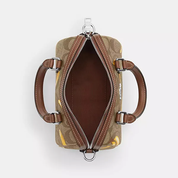 Túi Trống Nữ Coach Mini Rowan Crossbody In Signature Canvas With Banana Print CR246 Màu Khaki Nâu