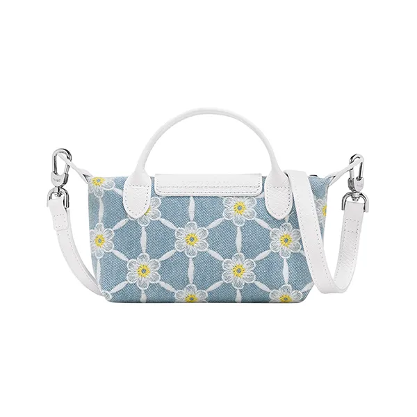 Túi Xách Nữ Longchamp Le Pliage Marguerites Daisy Denim Mini Pouch Crossbody 34205HEW028 Màu Xanh Trắng