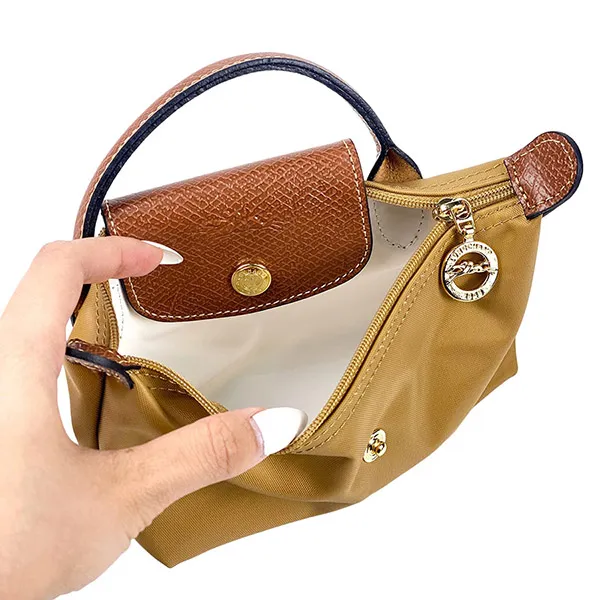 Túi Xách Tay Nữ Longchamp Le Pliage Original Mini Pouch Màu Nâu Be
