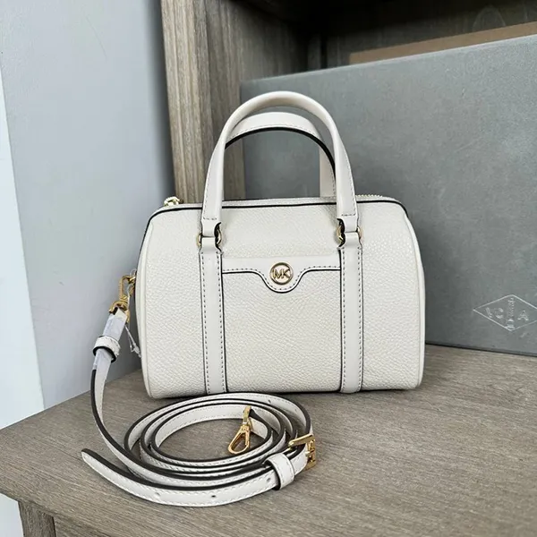 Túi Xách Nữ Michael Kors MK 35S4GTFC1Y Small Mini Duffle Shoulder Bag White Màu Trắng