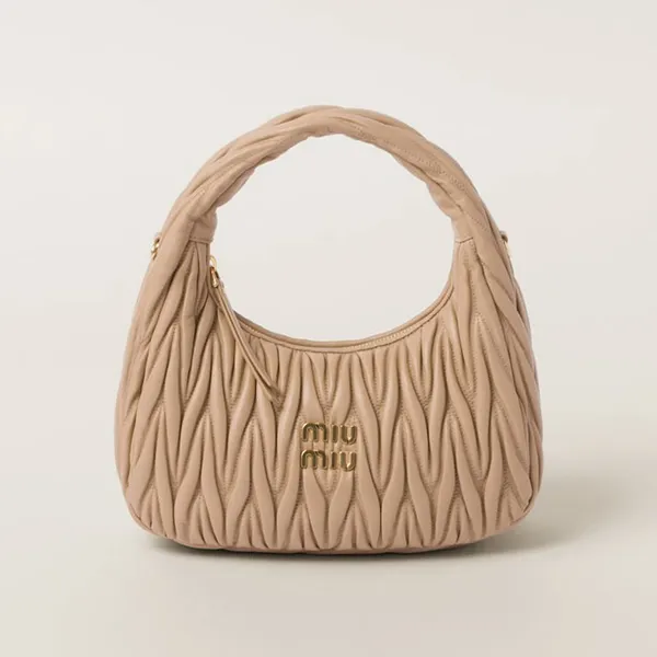 Túi Xách Nữ Miu Miu Wander Matelasse Nappa Leather Hobo Bag Màu Be - Túi xách - Vua Hàng Hiệu