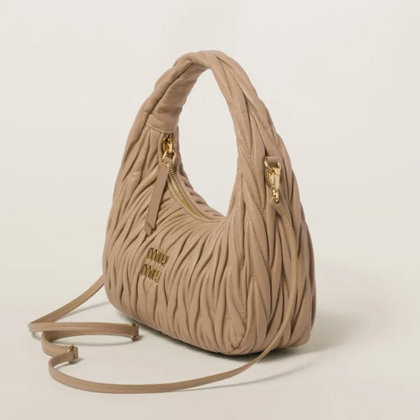 Túi Xách Nữ Miu Miu Wander Matelasse Nappa Leather Hobo Bag Màu Be - Túi xách - Vua Hàng Hiệu