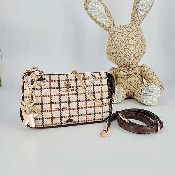 Túi Đeo Vai Nữ TTWN BEAR TN1764 TN2620 Kẻ Vải Màu Nâu