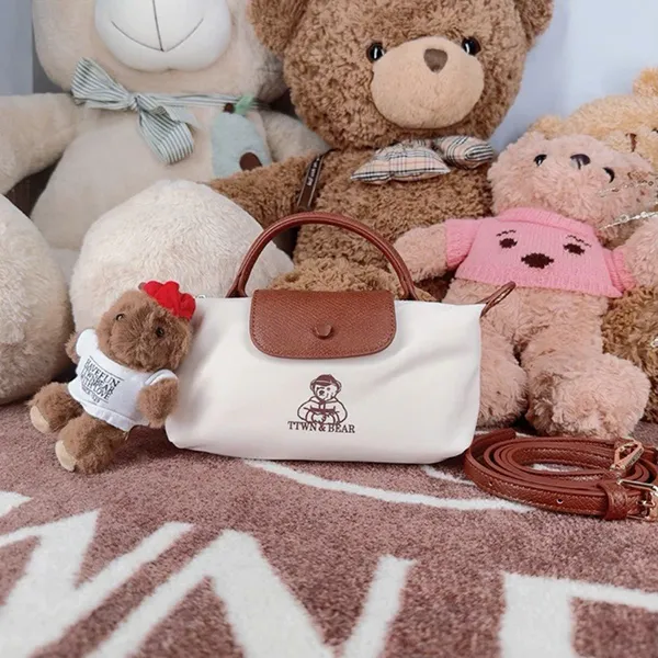Túi Xách Nữ TTWN BEAR TN3589 10040 Màu Trắng Viền Nâu Size S