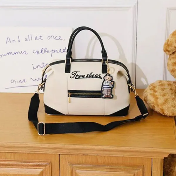 Túi Xách Nữ TTWN BEAR TN3658 TN3610 Màu Be Viền Đen Size M
