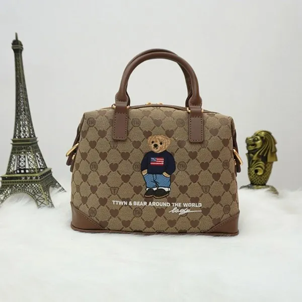 Túi Xách Nữ TTWN BEAR TN3658 TN3711 Màu Be Viền Nâu