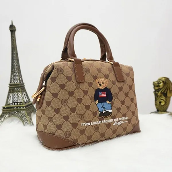 Túi Xách Nữ TTWN BEAR TN3658 TN3711 Màu Be Viền Nâu