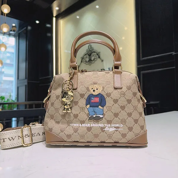 Túi Xách Nữ TTWN BEAR TN3658 TN3711 Màu Be Viền Nâu
