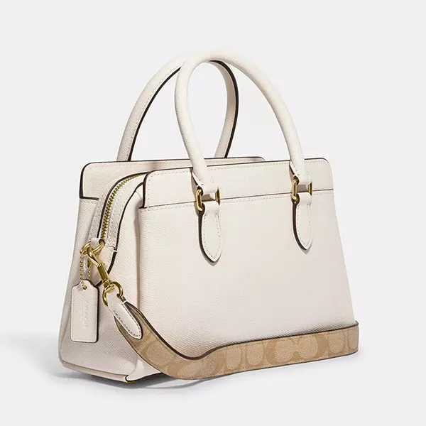 Túi Xách Tay Nữ Coach Mini Darcie Carryall Bag With Signature Canvas Detail CH502 Màu Trắng T_NS