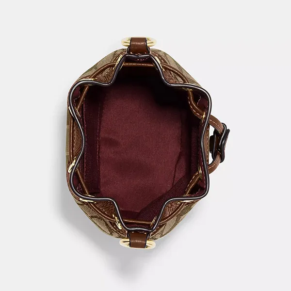 Túi Xách Tay Nữ Coach Mini Dempsey Bucket Bag In Signature Jacquard With Stripe And Patch C8322 Màu Nâu