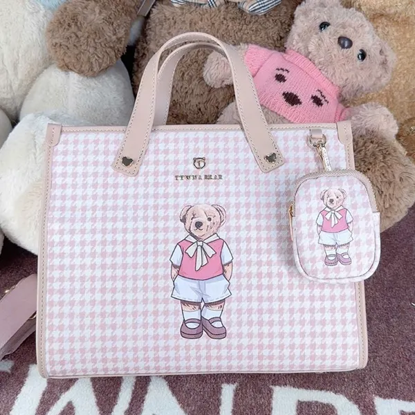 Túi Xách Tay Nữ TTWN BEAR TN3601 Màu Hồng Caro