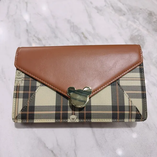 Ví Cầm Tay Nữ TTWN BEAR TT2156 Clutch Màu Kẻ Nâu