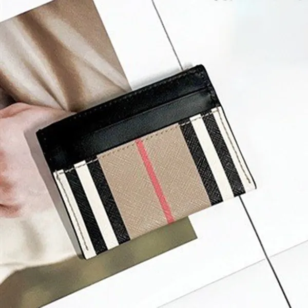Ví Đựng Thẻ Burberry Classic Stripe Card Case Beige/Black 80730691 Màu Be Đen