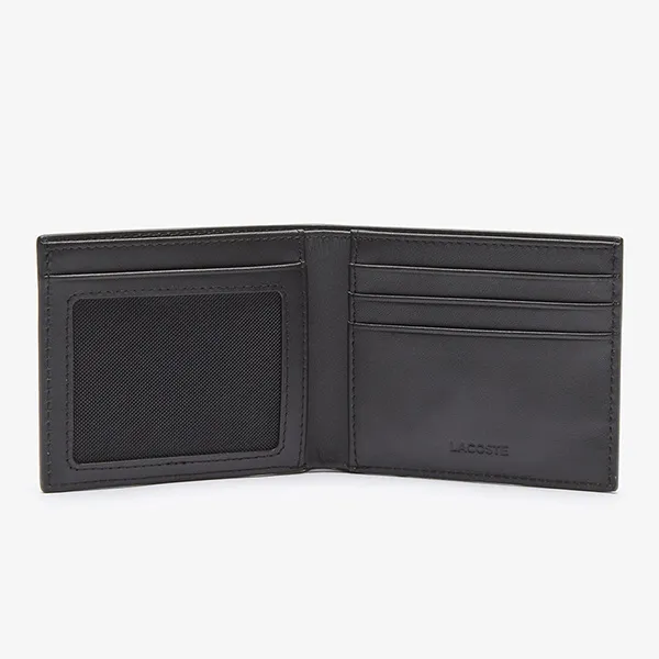 Ví Nam Lacoste Black Fitzgerald Leather Billfold With ID Card Holder NH1407FG Màu Đen