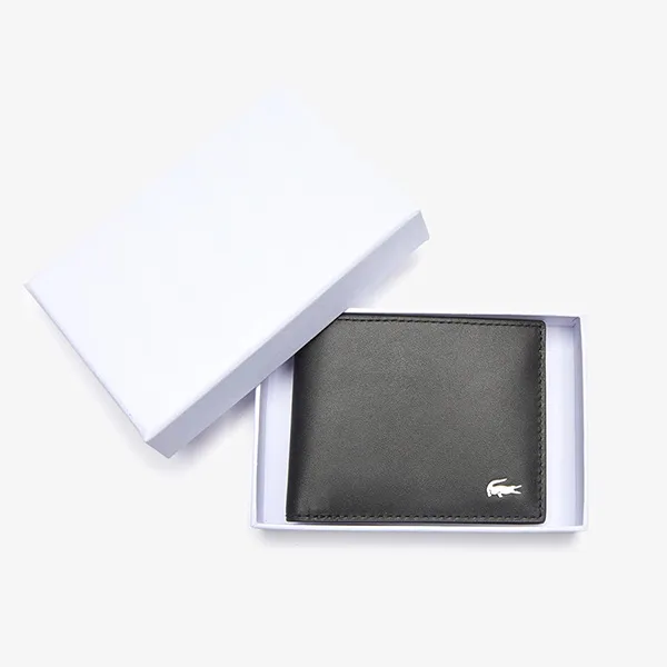 Ví Nam Lacoste Black Fitzgerald Leather Billfold With ID Card Holder NH1407FG Màu Đen