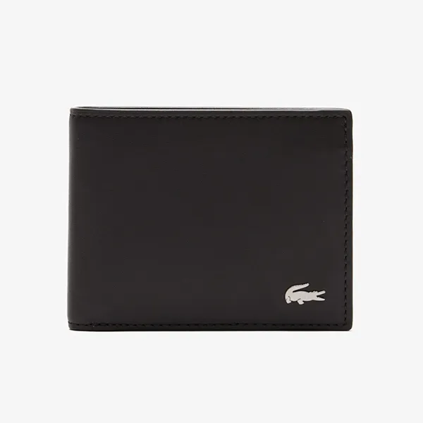 Ví Nam Lacoste Fitzgerald Leather Billfold With ID Card Holder Dark Brown NH1407FG 028 Màu Nâu Đen