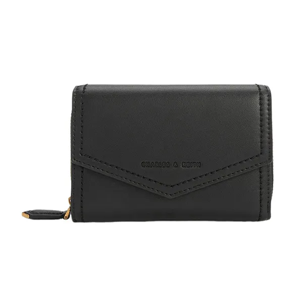 Ví Nữ Charles & Keith CNK Stitch Trim Envelope Wallet - Black 10770427-5 Màu Đen