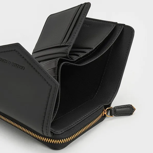 Ví Nữ Charles & Keith CNK Stitch Trim Envelope Wallet - Black 10770427-5 Màu Đen