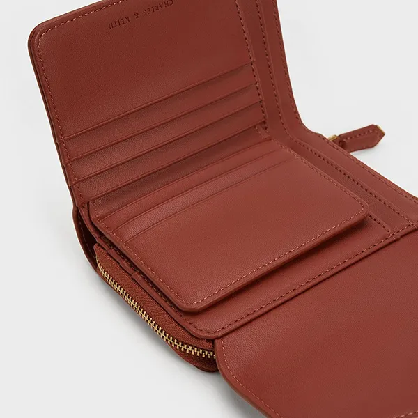 Ví Nữ Charles & Keith CNK Stitch Trim Envelope Wallet - Mocha 10770427-5 Màu Nâu Đậm