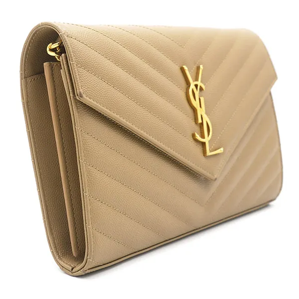 Túi Đeo Chéo Nữ Yves Saint Laurent YSL Beige Matelasse Leather Monogram Envelope Màu Be - Túi xách - Vua Hàng Hiệu