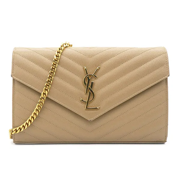 Túi Đeo Chéo Nữ Yves Saint Laurent YSL Beige Matelasse Leather Monogram Envelope Màu Be - Túi xách - Vua Hàng Hiệu