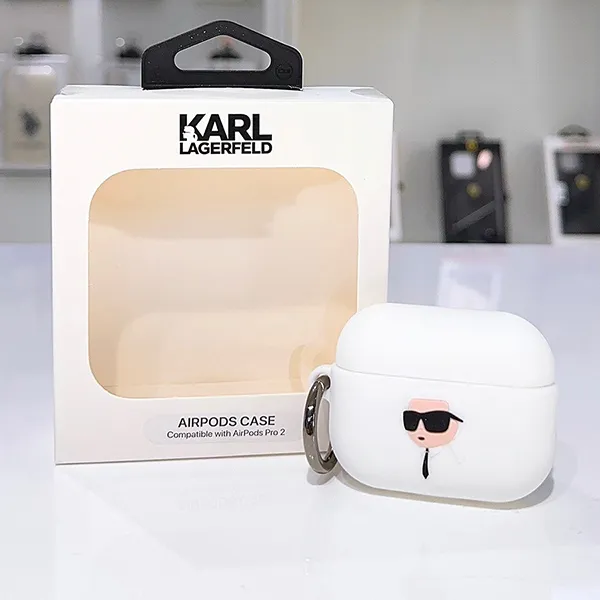 Vỏ Bọc Tai Nghe Karl Lagerfeld Silicone NFT Karl Head 3D Case AirPods Pro 2 White Màu Trắng