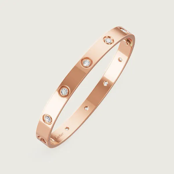 Vòng Đeo Tay Jewery Luxury Love Bracelet 10 Diamonds Màu Vàng Hồng