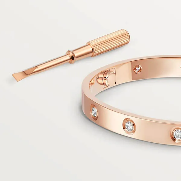 Vòng Đeo Tay Jewery Luxury Love Bracelet 10 Diamonds Màu Vàng Hồng