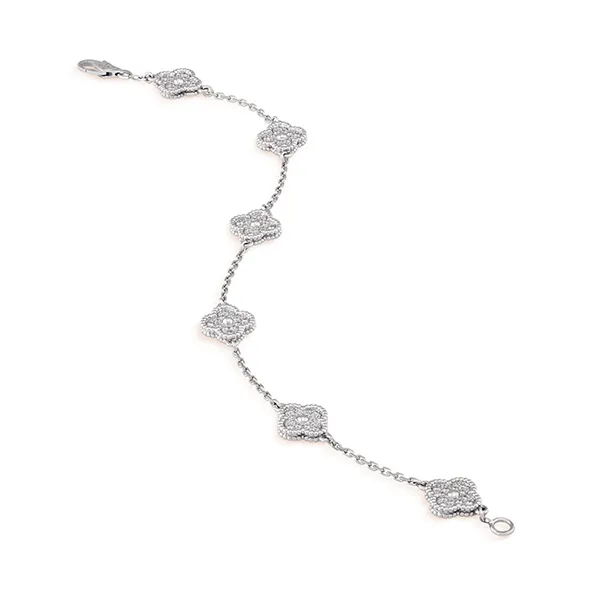 Vòng Đeo Tay Nữ Jewery Luxury Sweet Alhambra 6 Motifs Bracelet Màu Vàng Trắng - Trang sức - Vua Hàng Hiệu