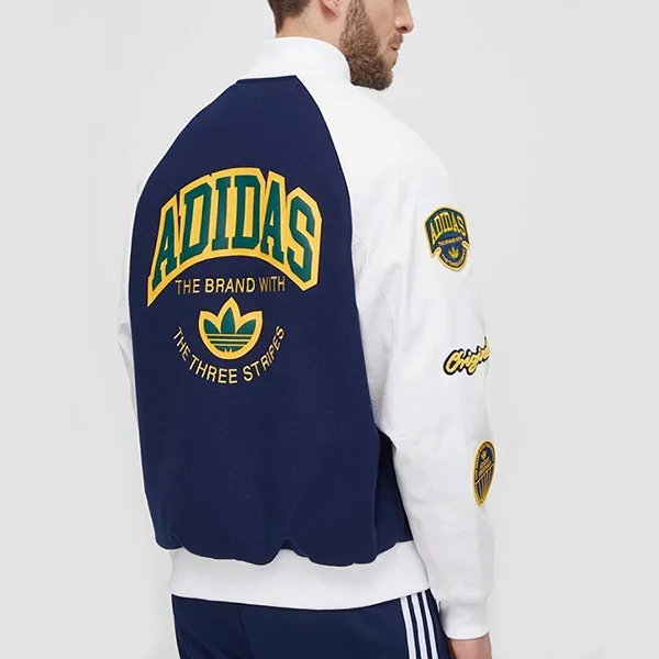 Áo Khoác Nam Adidas Originals Bomber Jacket IS2926 Màu Xanh Phối Trắng Size S