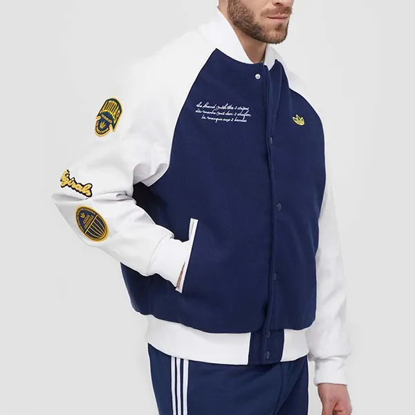 Áo Khoác Nam Adidas Originals Bomber Jacket IS2926 Màu Xanh Phối Trắng Size S