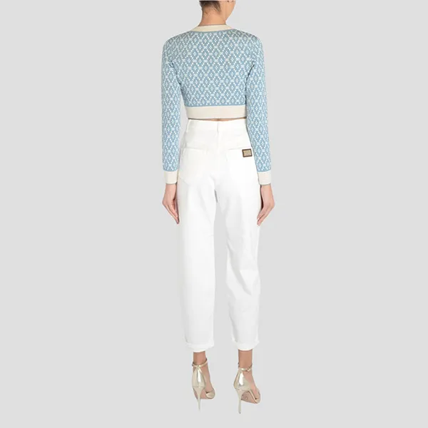 Áo Len Cardigan Nữ Elisabetta Franchi In Light Blue MK10Q31E2 Màu Xanh Nhạt Size 42