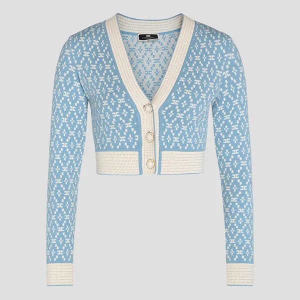 Áo Len Cardigan Nữ Elisabetta Franchi In Light Blue MK10Q31E2 Màu Xanh Nhạt Size 42