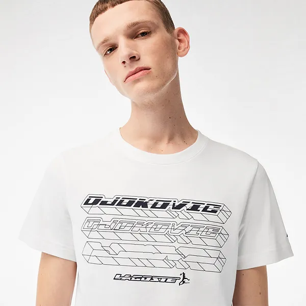 Áo Phông Nam Lacoste T- Shirt x Novak Djokovic TH5191 001 Màu Trắng Size 3
