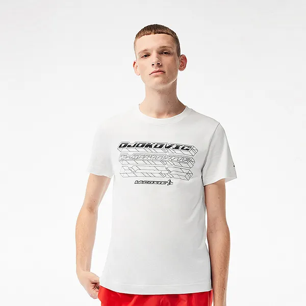 Áo Phông Nam Lacoste T- Shirt x Novak Djokovic TH5191 001 Màu Trắng Size 3
