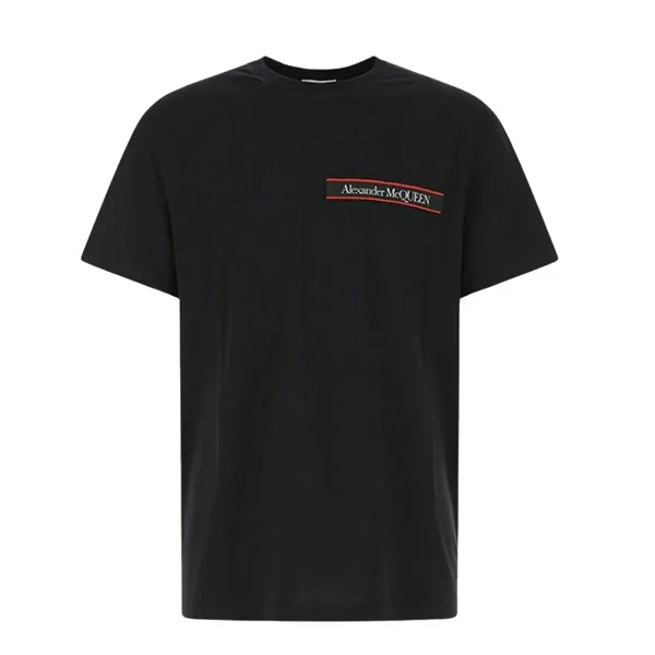 Áo Phông Nam Alexander McQueen With Logo Embroidered T-Shirt 642662 QTX74 0901 Màu Đen Size S