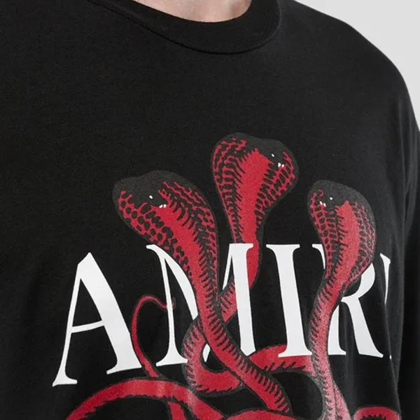 Áo Phông Nam Amiri In Black With Logo Snake Printed AMJYTE1086 Tshirt Màu Đen Size S