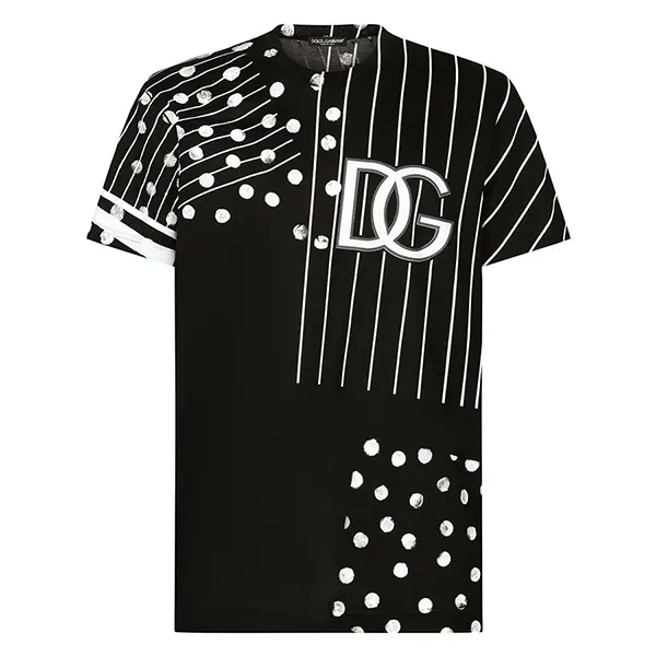 Áo Phông Nam Dolce & Gabbana D&G Chấm Bi Style G8RL2T Tshirt Màu Đen Size 44